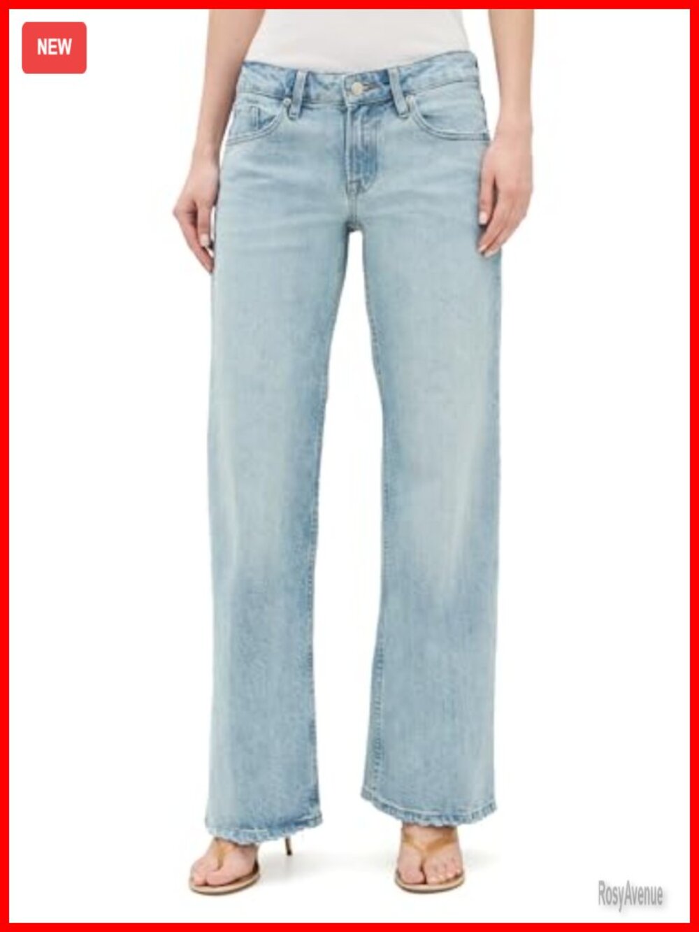 Good American Low Rise Loose Straight Jeans Mid-Weight Denim